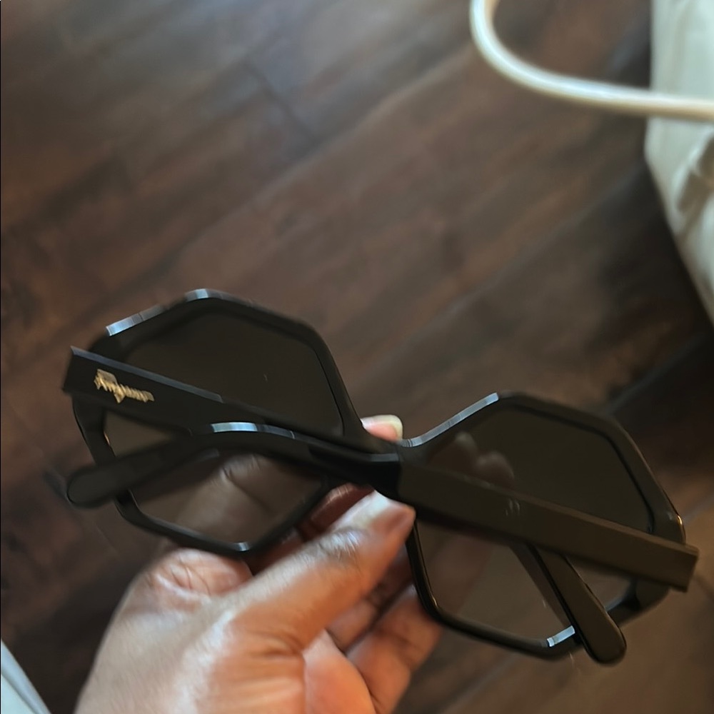 Salvatore Ferragamo Black Hexagonal Sunglasses - image 1